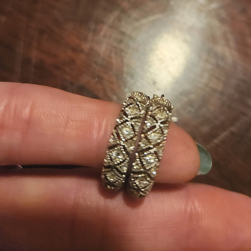 Sterling Cluster Pave Marcasite Hoop Earrings